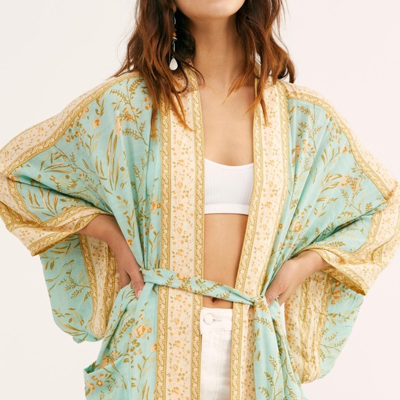 🎀 BOHO KIMONO ROBE DUSTER BOHEMIAN GYPSY COVER LONG MAXI PASTEL WIDE SLEEVE - Picture 3 of 10